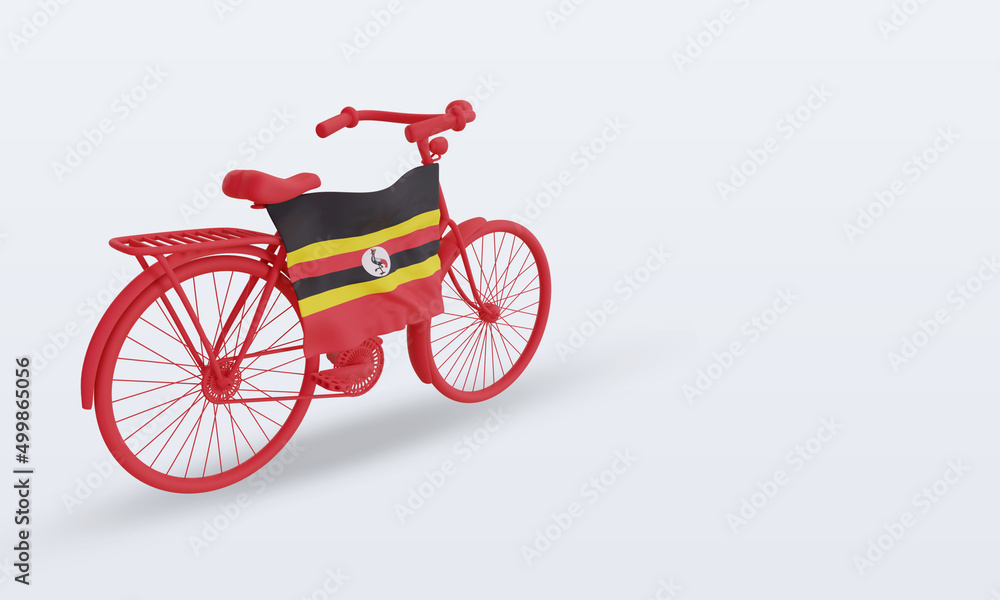 3d bycycle day Uganda flag rendering left view 3d bycycle day Uganda flag rendering left view