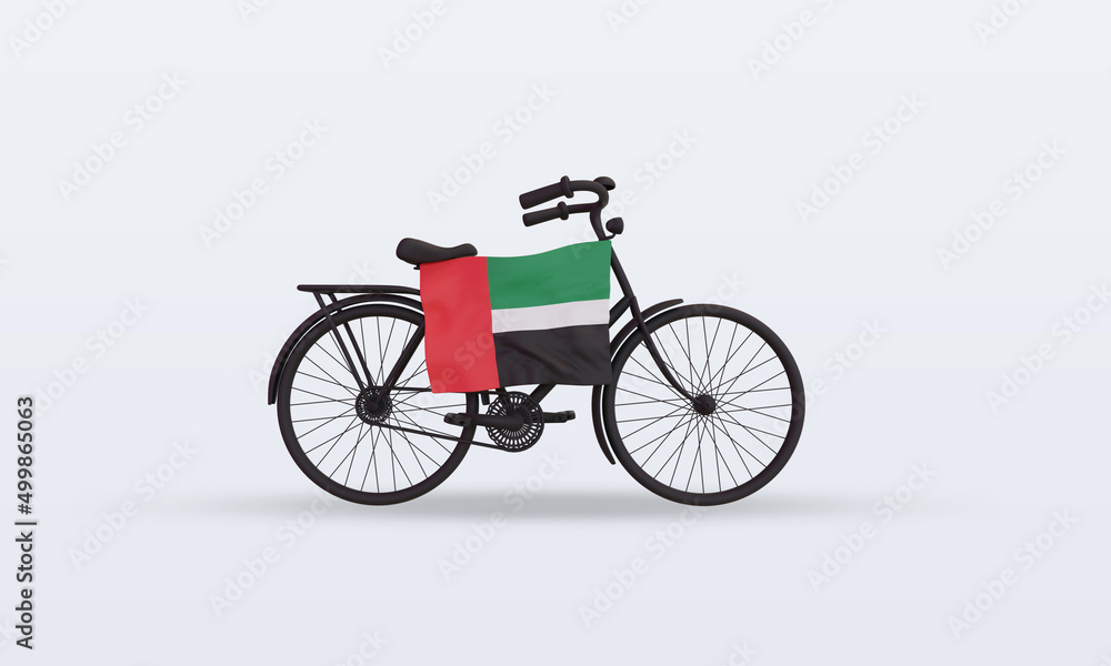 3d bycycle day United Arab Emirates flag rendering front view