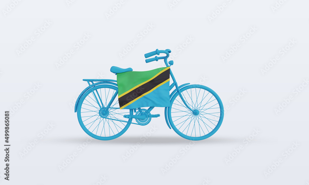 3d bycycle day Tanzania flag rendering front view