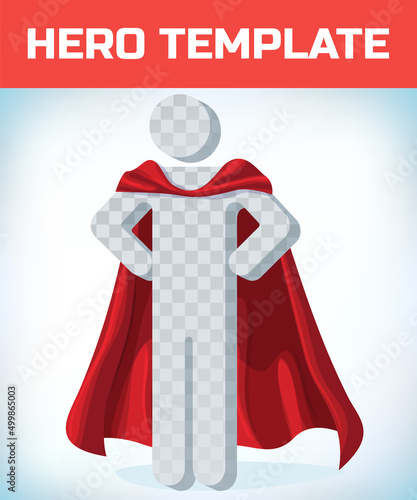 Red cape. Super hero cloak. Superhero cover. Cartoon carnival clothes. Power sign. Leadership concept. Red hero cape. Super cloak. Superhero symbol