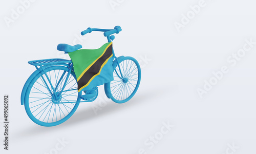 3d bycycle day Tanzania flag rendering left view © dwiangga
