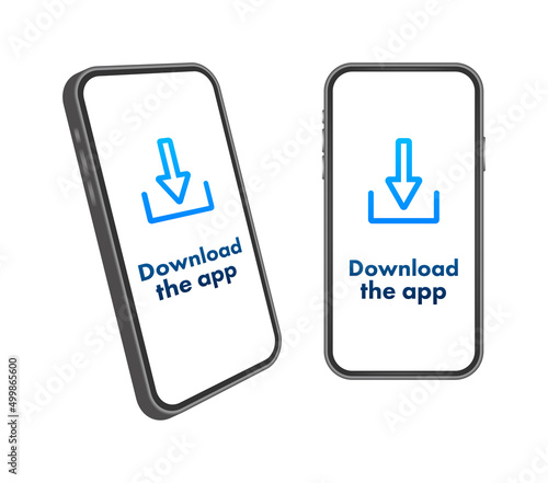 Download page of the mobile app. Empty screen smartphone for you app. Download app. Vector stock illustration
