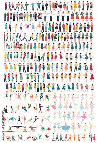 set of people, kids flat design, isolated, vector