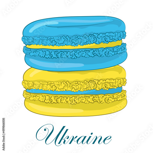 Macaron flag drawn in the colors of the flag of Ukraine. Yellow and blue.