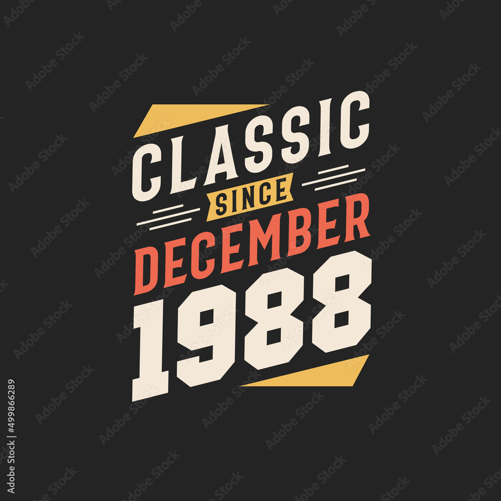 Fototapeta premium Classic Since December 1988. Born in December 1988 Retro Vintage Birthday