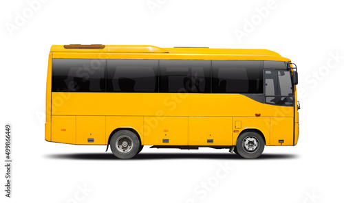 Yellow school bus isolated on white background