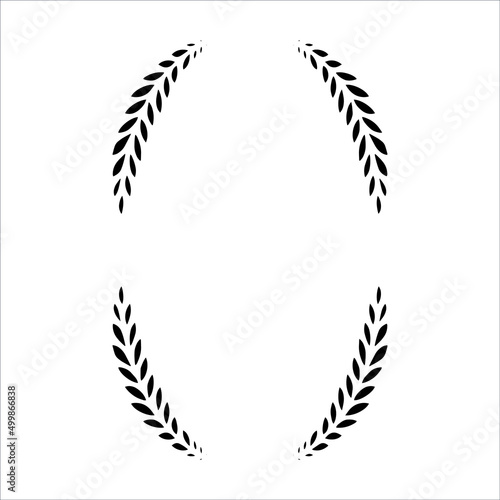 Hand drawn floral frame isolated on white background, vector. Oval frames of leaves. Doodle style.