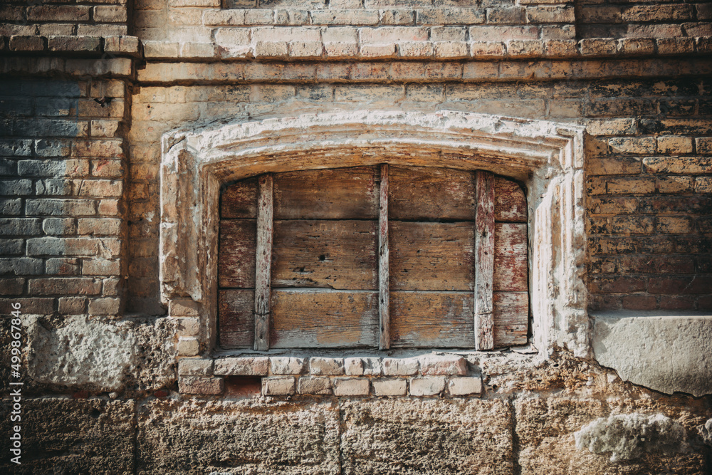 Old boarded up window. Elements of old houses Old boarded up window. Elements of old houses