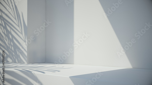 Vászonkép 3d rendering stage background product display podium scene with leaf platform