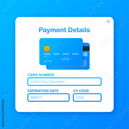 Business card with pay details for web page design. Online shopping. Credit card. Online store. Vector stock illustration.