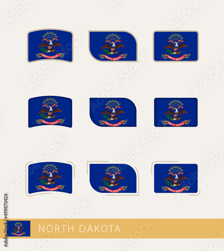 Vector flags of North Dakota, collection of North Dakota flags.