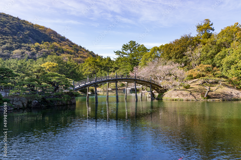 View of Ritsurin Garden, Kagawa, Japan View of Ritsurin Garden, Kagawa, Japan
