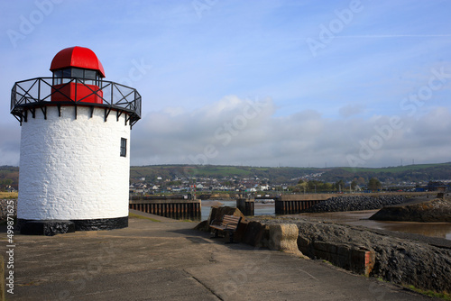 View of Burry Port lighthouse and harbour