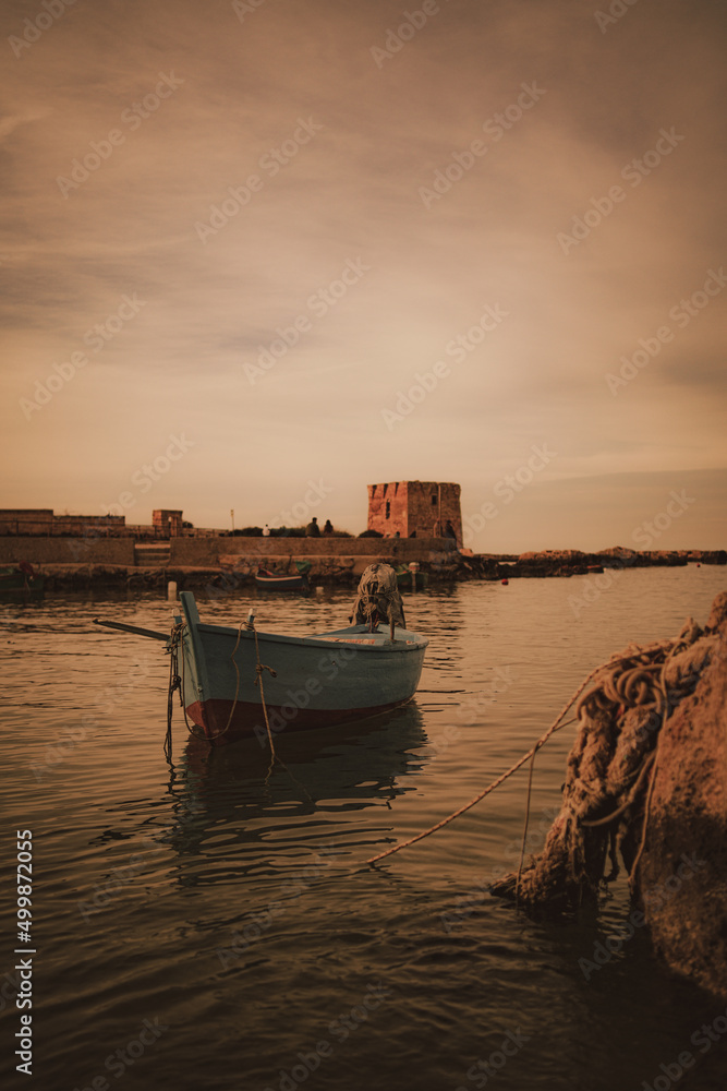 Fototapeta premium boat at sunset