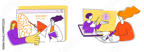 Virtual class. Online Learning School Education Program. Self-study video lesson.