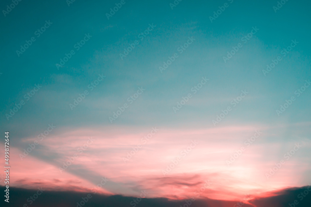 Blue ,pink rose sunset sky. Beautiful natural of sky abstract or background. Soft image.
