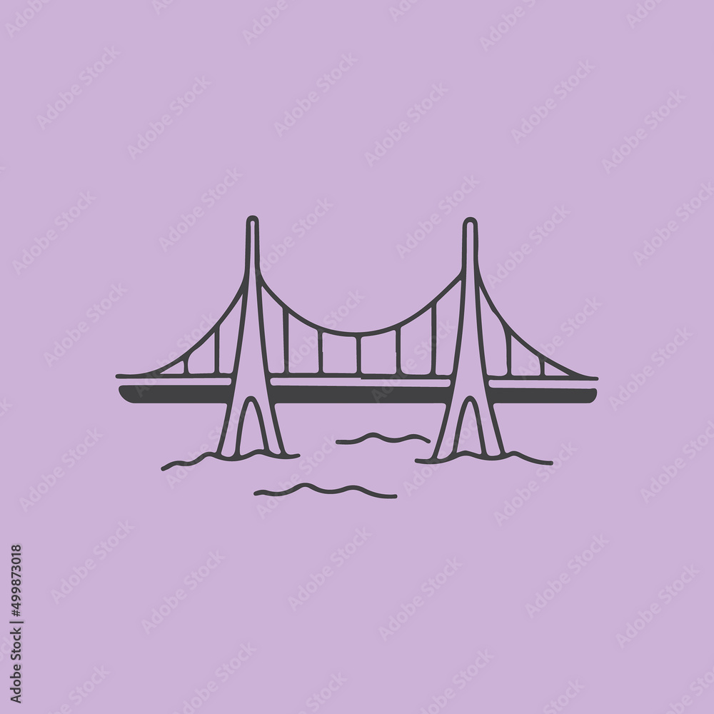 Illustration - bridge over the river 