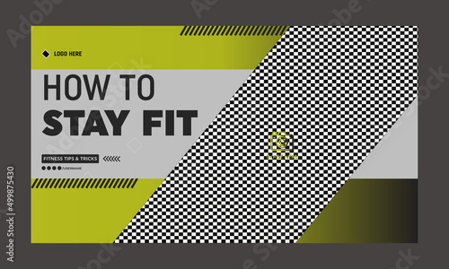 Gym fitness you tube thumbnail template design and video thumbnail template, Video cover photo template for social media