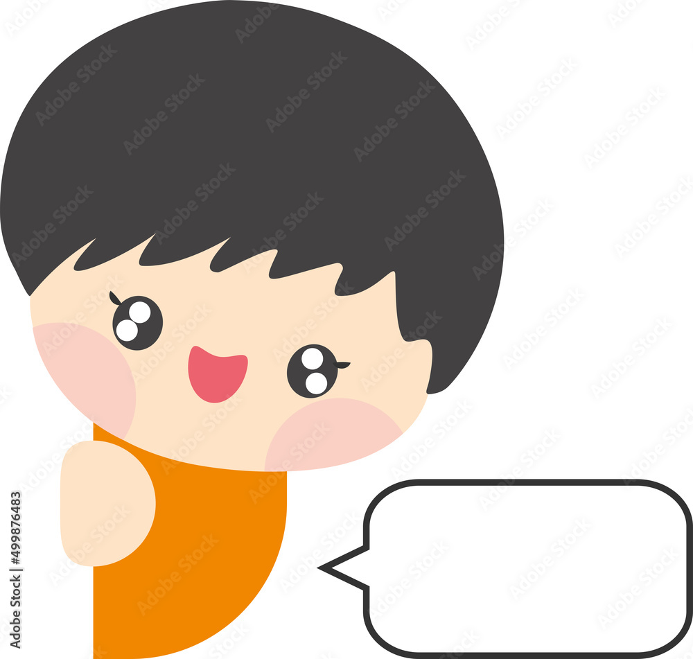 Cute boy hiding behind the wall with blank speech bubble. Kid talking with blank speech bubble. Blank speech bubble for your text. Isolated speech dialog. Vector, Illustration, EPS10 Cute boy hiding behind the wall with blank speech bubble. Kid talking with blank speech bubble. Blank speech bubble for your text. Isolated speech dialog. Vector, Illustration, EPS10