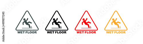 wet floor sign on white background	