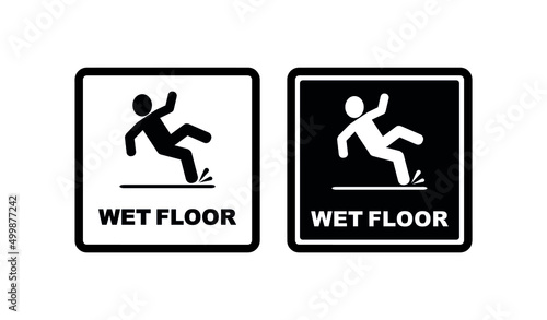 wet floor sign on white background	