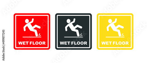 wet floor sign on white background 