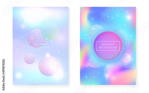 Rainbow Design. Dynamic Dots. Trendy Flyer. Abstract Fluid. Holographic Presentation. Purple Shiny Pattern. Magic Business Magazine. Tech Concept. Blue Rainbow Design