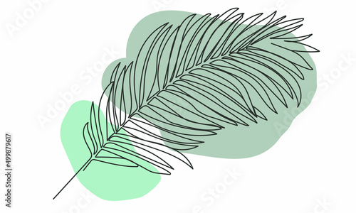 Vector illustration with palm leaf. Element for eco brand logo or fabric pattern.