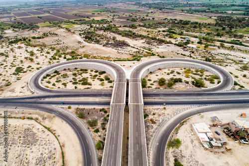 Piura, Lambayeque, Peru: aerial view of the Olmos road interchange, access route to the jungle of northern Peru from the coast photo