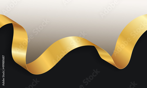 Gold ribbon banner background vector