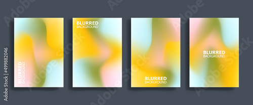 Blurred backgrounds set with modern abstract blurred color gradient patterns. Smooth templates collection for brochures, posters, banners, flyers and cards. Vector illustration.