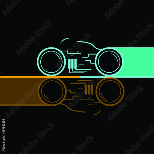 Yellow and Blue light bikes on black background