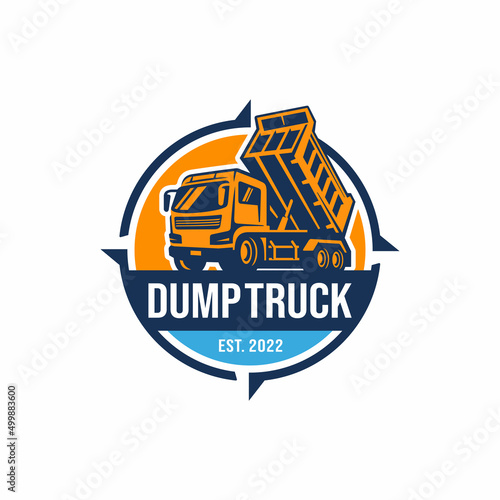 Dump truck logo design vector