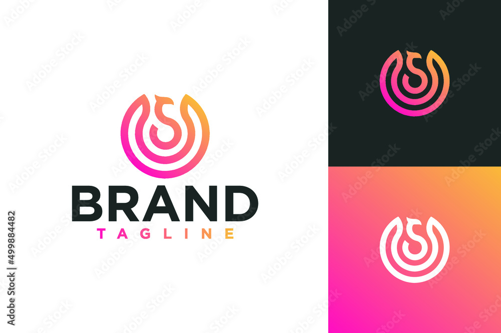 Letter S bird logo in circle Letter S bird logo in circle