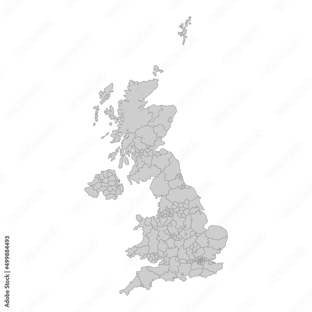 Outline political map of the United Kingdom. High detailed vector illustration.