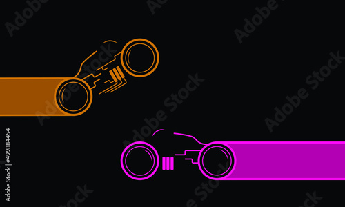 Yellow and pink light bikes on black background