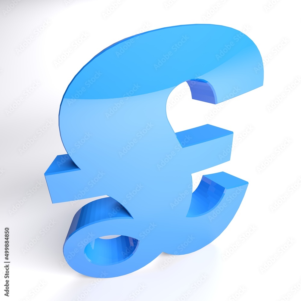Pound blue sign isolated on white background - 3D rendering illustration Pound blue sign isolated on white background - 3D rendering illustration