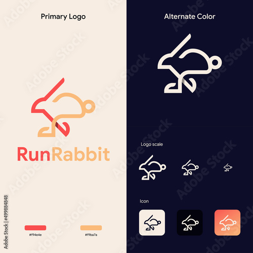 elegant line art rebbit logo concept