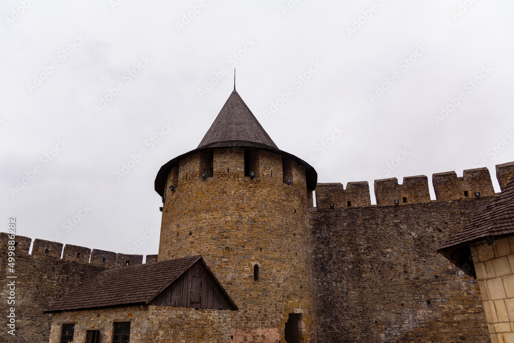 Photo of a medieval castle in the city of Khotyn, Ukraine.