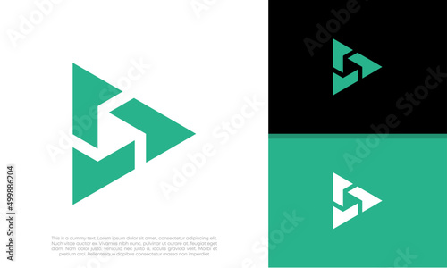 Innovative high tech logo template. Template label for blockchain technology.