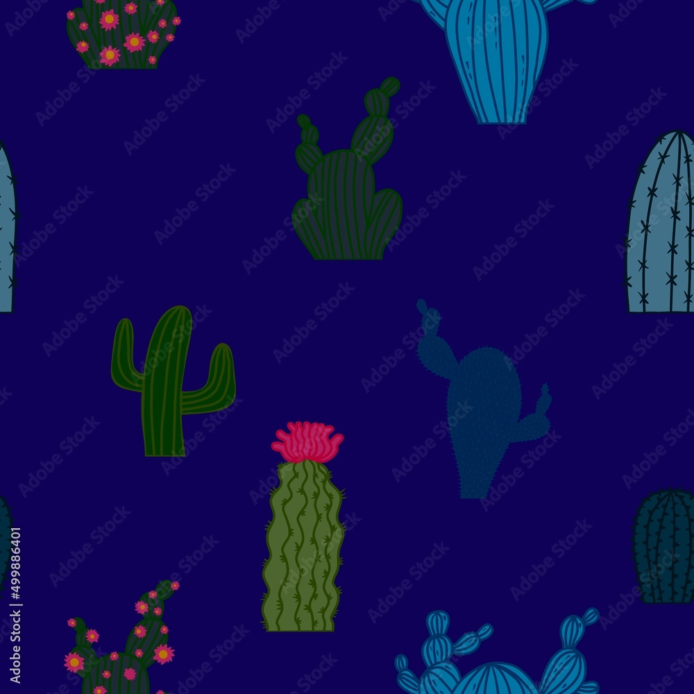 Floral seamless cactus pattern for fabrics and textiles and packaging and gifts and cards and linens and kids