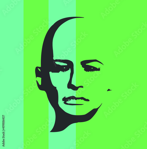 Human head silhouette. Face front view. Elegant silhouette of part of human face. Vector Illustration.