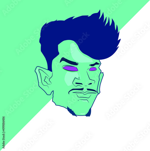 Human head. Face front view. Elegant silhouette of part of human face. Vector Illustration.