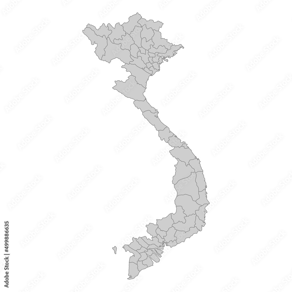 Outline political map of the Vietnam. High detailed vector illustration.