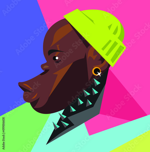 human face in color background. Vector art. Simple design.
