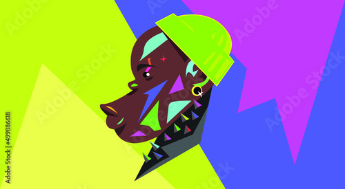 human face in color background. Vector art. Simple design.