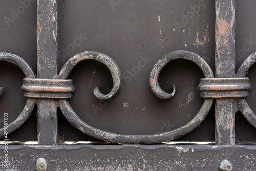 magnificent wrought-iron gates, ornamental forging, forged elements close-up