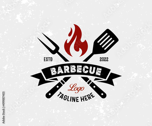 Barbecue Logo Design Template. Grill and Barbeque Logo Design. BBQ Logo Design Template.