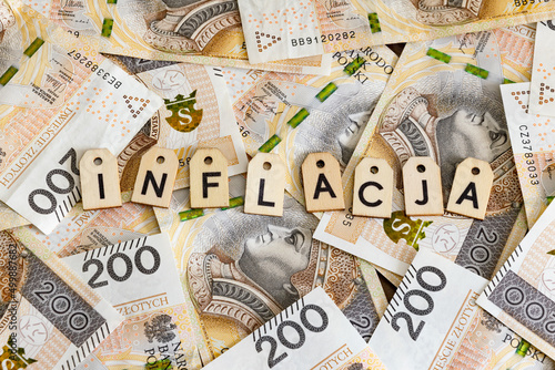 Inflacja - ilustracja, grafika, napis