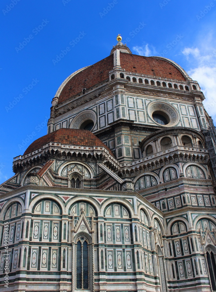 Florence. Italy.  Duomo Cathedral in Florence capital of Tuscany. Located in city center, on Cathedral Square from Piazza del Duomo. Old Renaissance buildings. Italian cultural heritage